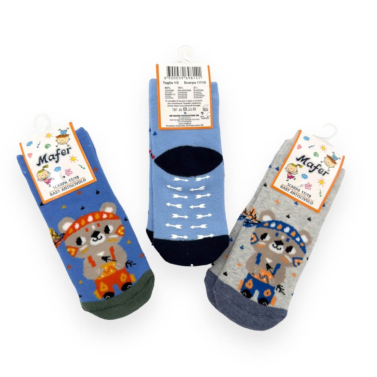 3 Chaussettes Chaudes Antidérapantes en Coton 17/24