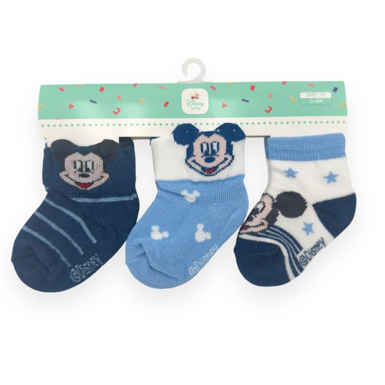 Tris Calzini 0/6 Mesi Disney Mickey Mouse
